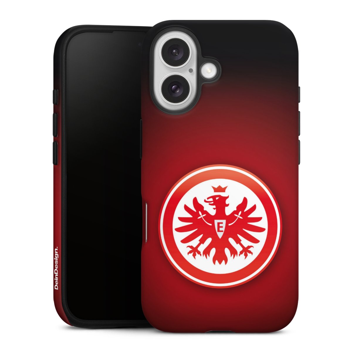 iPhone 16 Handy Panzer Handyhülle robuste Outdoor Hülle Schutzhülle matt Eintracht Frankfurt Official Licensed Product Coat Of Arms Tough Case