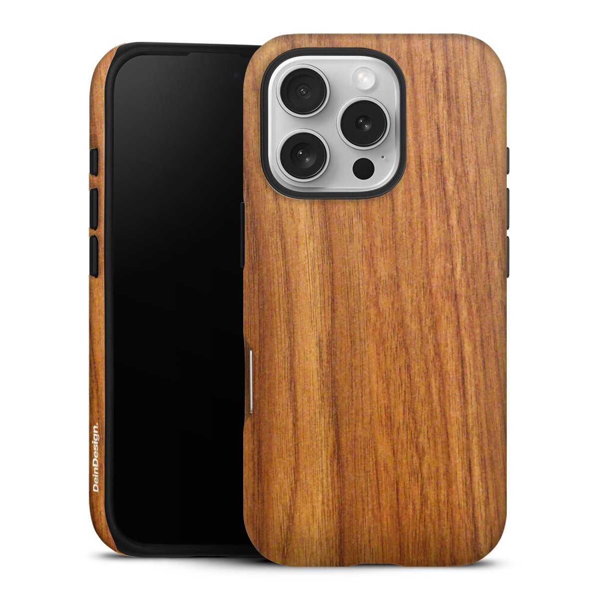 iPhone 16 Pro Handy Panzer Handyhülle robuste Outdoor Hülle Schutzhülle matt Wood Larch Wooden Look Tough Case