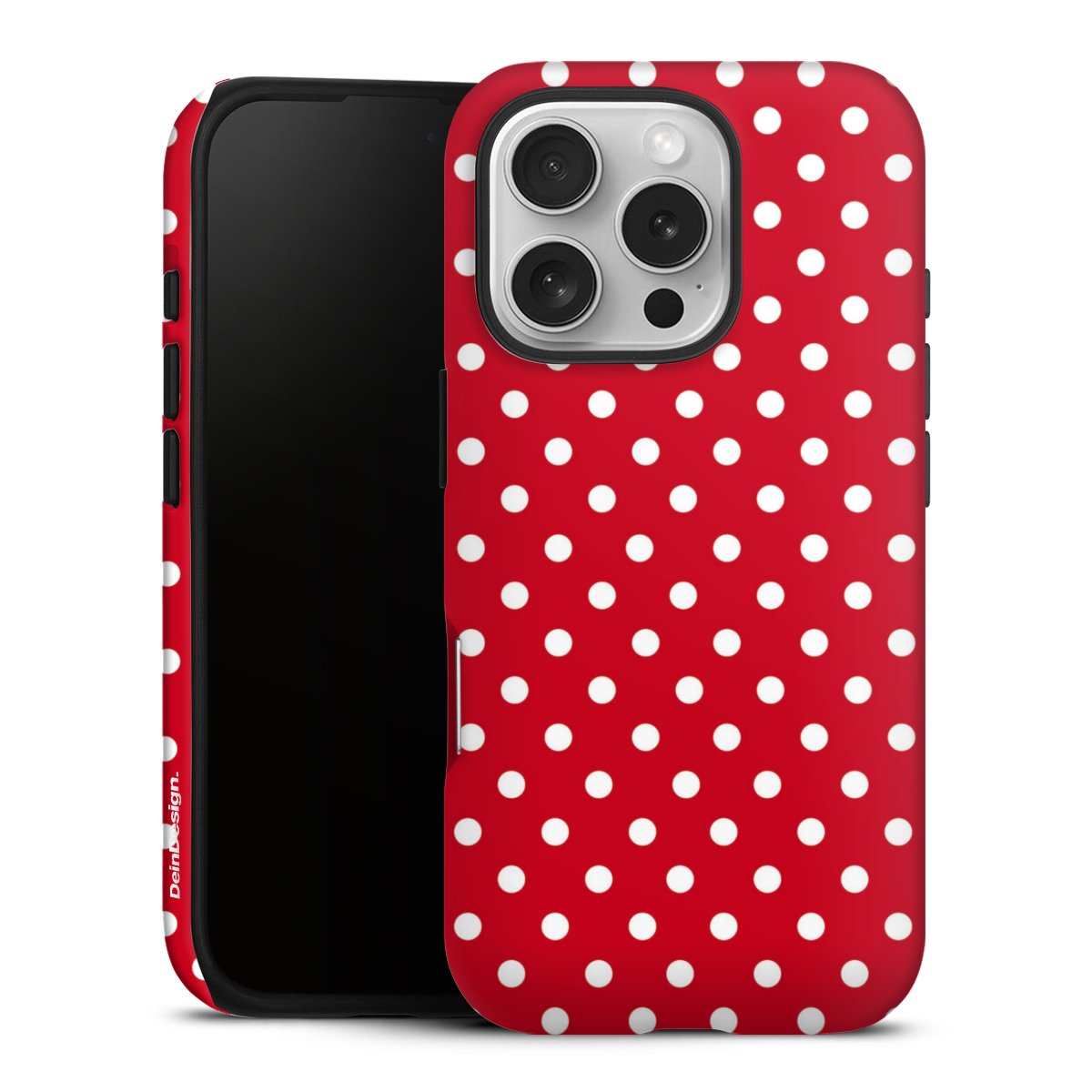 iPhone 16 Pro Handy Panzer Handyhülle robuste Outdoor Hülle Schutzhülle matt Points Polka Dots Retro Tough Case