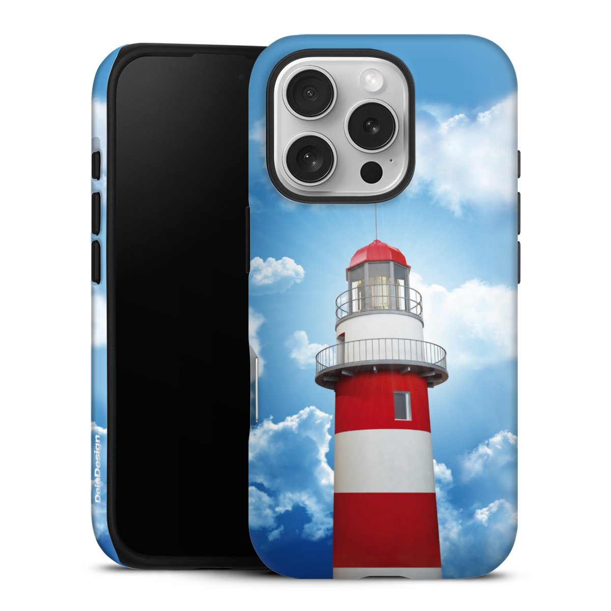 iPhone 16 Pro Handy Panzer Handyhülle robuste Outdoor Hülle Schutzhülle matt Lighthouse Sky Cloud Tough Case