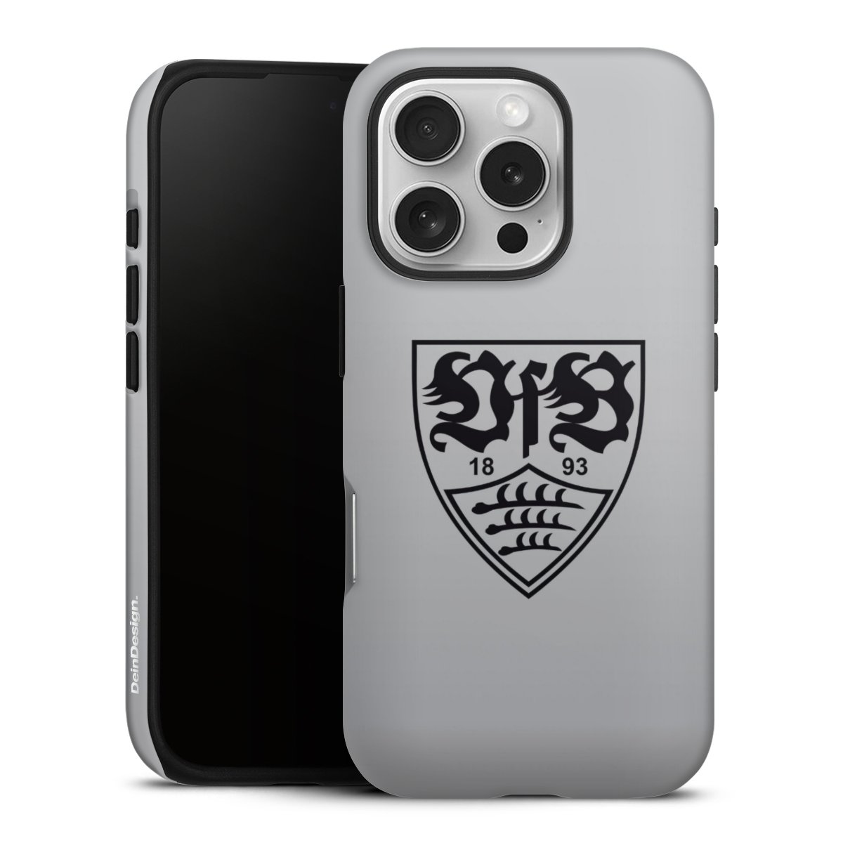 iPhone 16 Pro Handy Panzer Handyhülle robuste Outdoor Hülle Schutzhülle matt Logo Vfb Stuttgart Official Licensed Product Tough Case