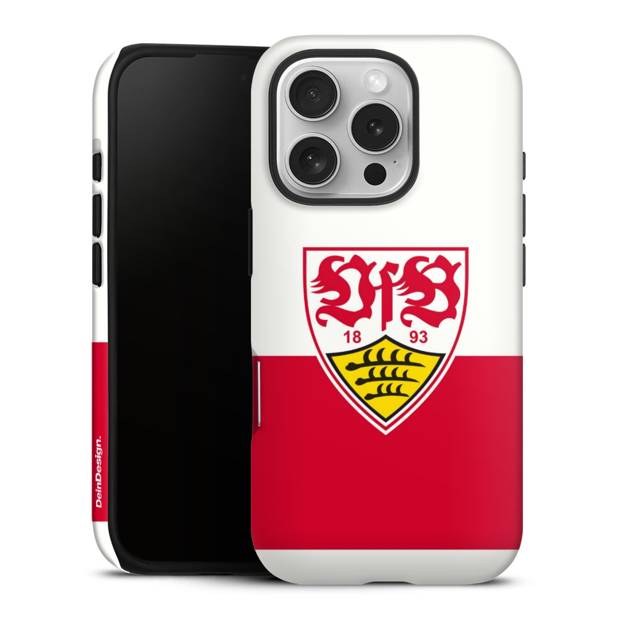 iPhone 16 Pro Handy Panzer Handyhülle robuste Outdoor Hülle Schutzhülle matt Official Licensed Product Logo Vfb Stuttgart Tough Case