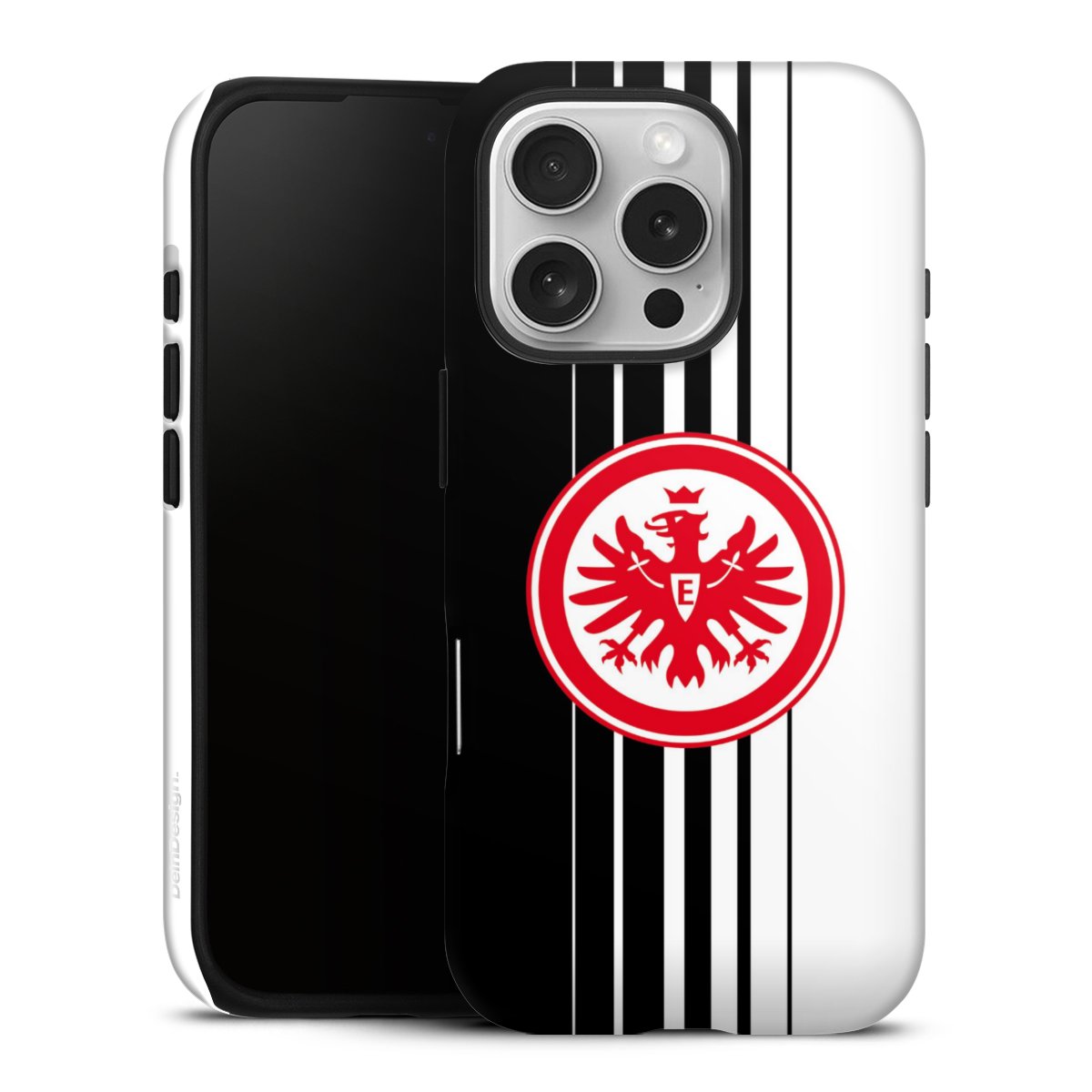 iPhone 16 Pro Handy Panzer Handyhülle robuste Outdoor Hülle Schutzhülle matt Stripes Eintracht Frankfurt Official Licensed Product Tough Case