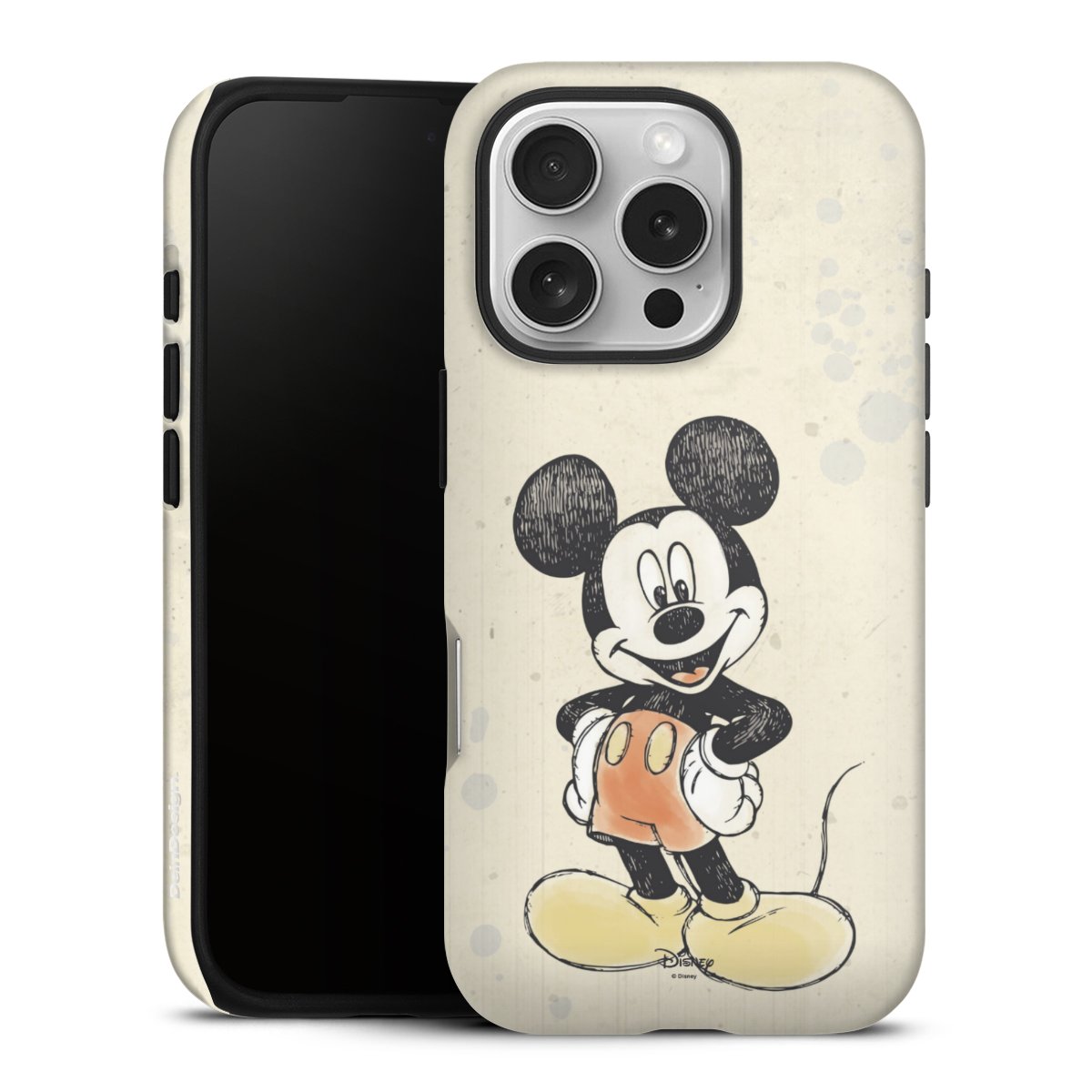 iPhone 16 Pro Handy Panzer Handyhülle robuste Outdoor Hülle Schutzhülle matt Water Colour Mickey & Minnie Mouse Official Licensed Product Tough Case