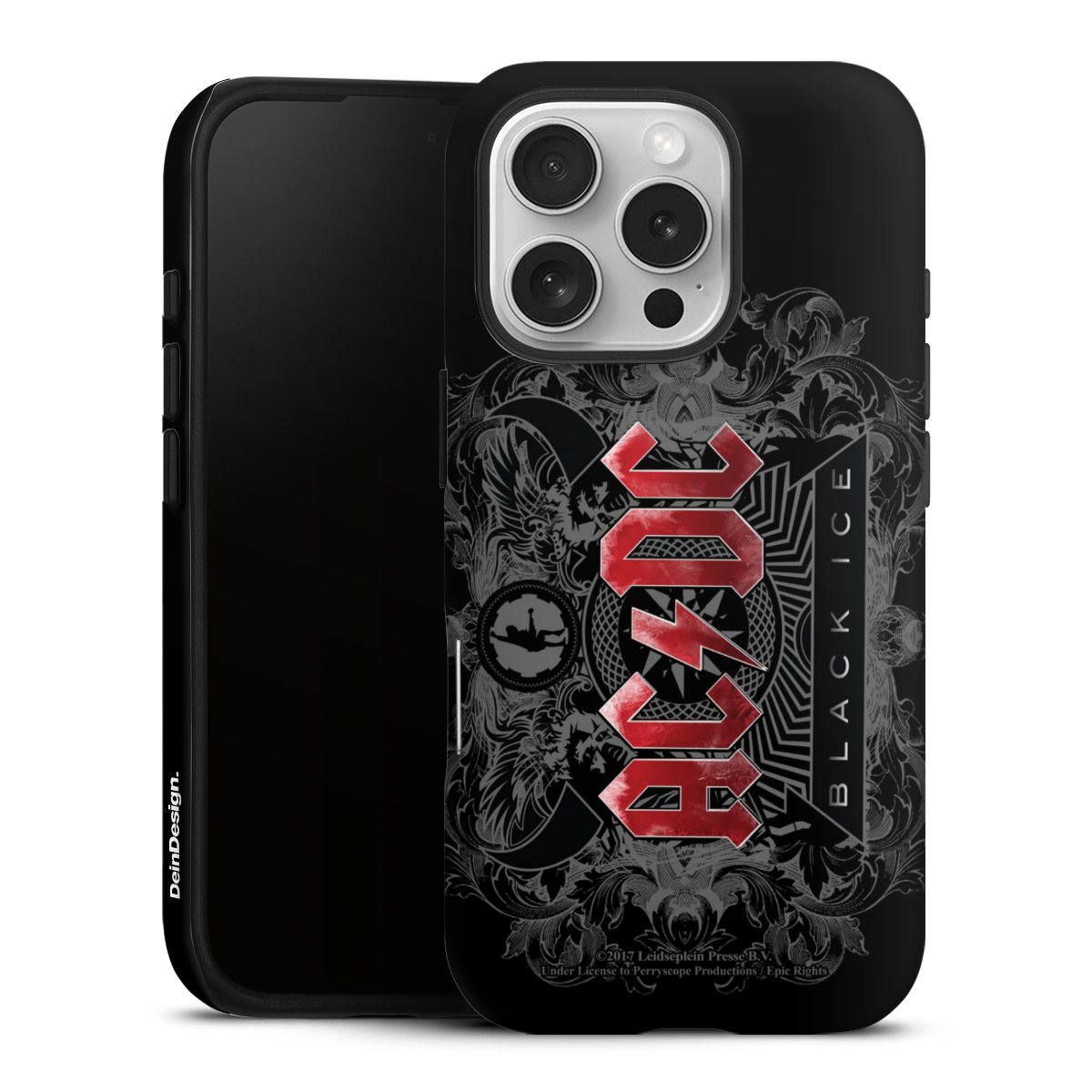 iPhone 16 Pro Handy Panzer Handyhülle robuste Outdoor Hülle Schutzhülle matt Merchandise Black Ice Acdc Tough Case