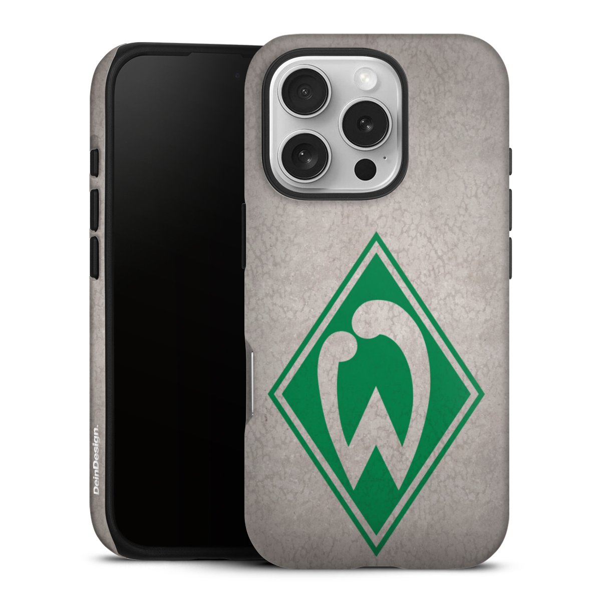 iPhone 16 Pro Handy Panzer Handyhülle robuste Outdoor Hülle Schutzhülle matt Sv Werder Bremen Concrete Official Licensed Product Tough Case