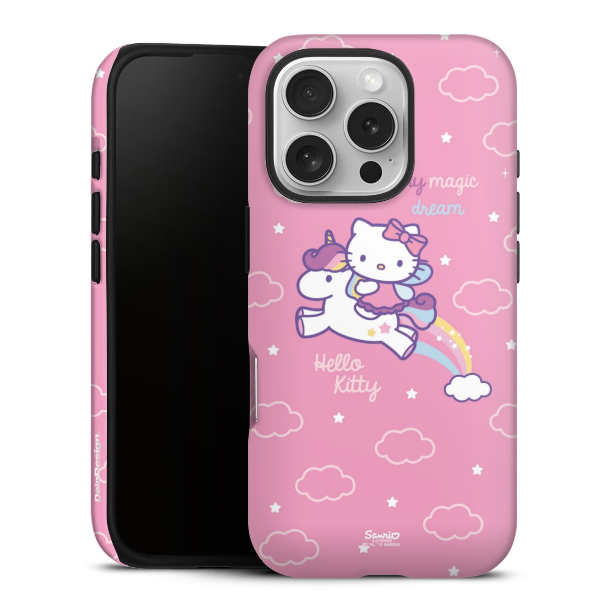 iPhone 16 Pro Handy Panzer Handyhülle robuste Outdoor Hülle Schutzhülle matt Einhorn Official Licensed Product Hello Kitty Tough Case