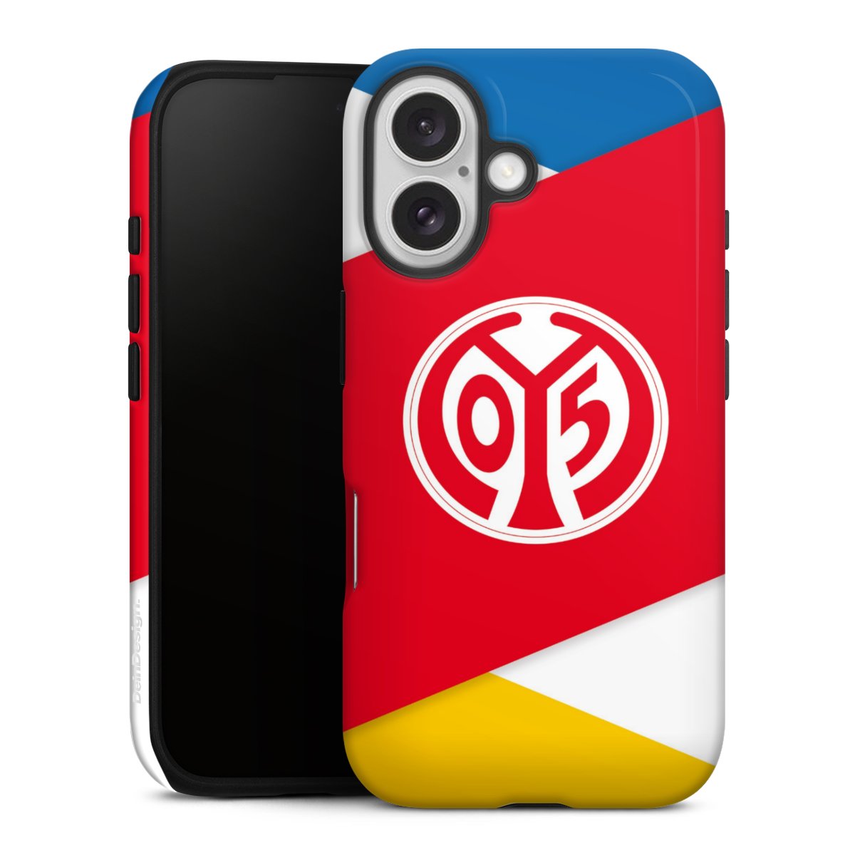 iPhone 16 Handy Panzer Handyhülle robuste Outdoor Hülle Schutzhülle glänzend Official Licensed Product Soccer 1. Fsv Mainz 05 E.V. Tough Case