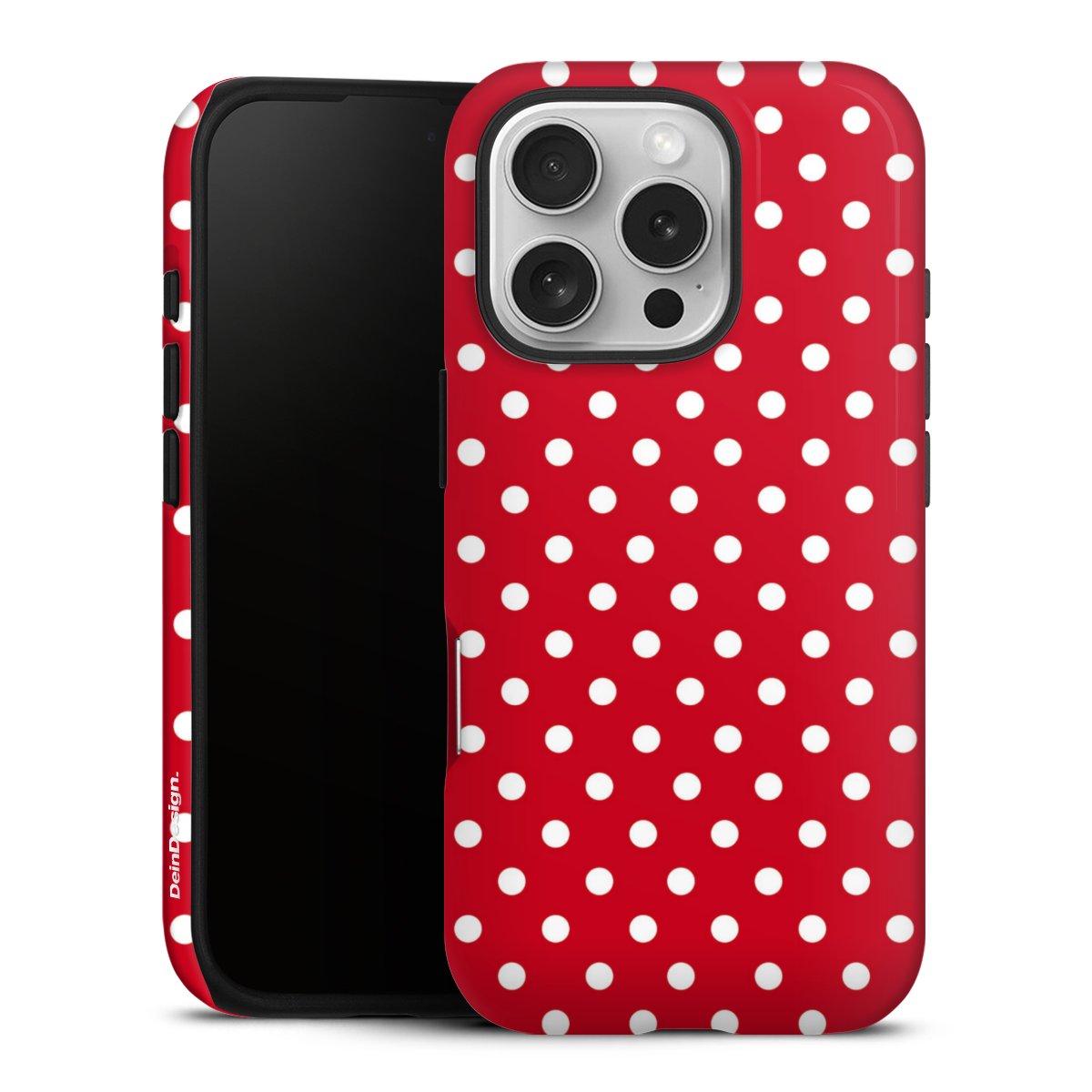 iPhone 16 Pro Handy Panzer Handyhülle robuste Outdoor Hülle Schutzhülle glänzend Points Polka Dots Retro Tough Case