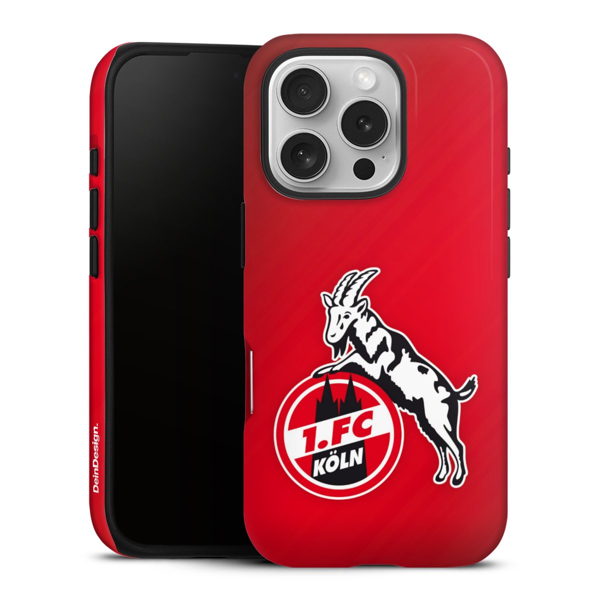 iPhone 16 Pro Handy Panzer Handyhülle robuste Outdoor Hülle Schutzhülle glänzend Official Licensed Product Effzeh 1. Fc Köln Tough Case