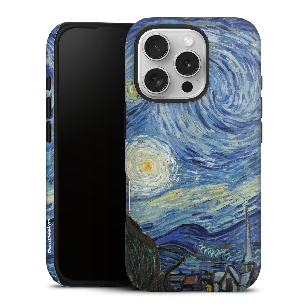 iPhone 16 Pro Handy Panzer Handyhülle robuste Outdoor Hülle Schutzhülle glänzend The Starry Night Kunst Vincent Van Gogh Tough Case