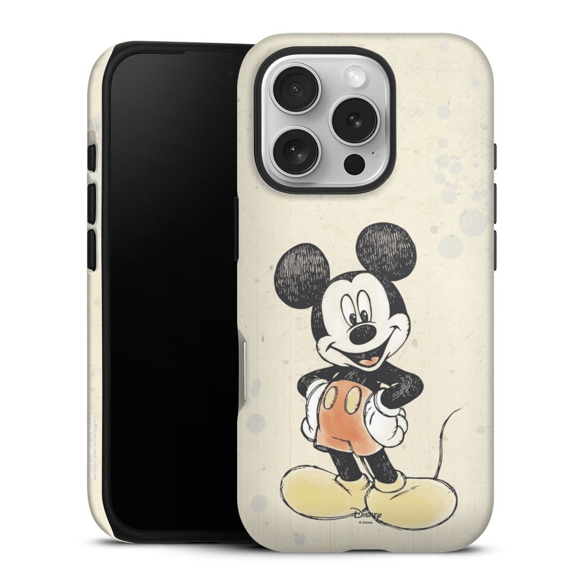 iPhone 16 Pro Handy Panzer Handyhülle robuste Outdoor Hülle Schutzhülle glänzend Water Colour Mickey & Minnie Mouse Official Licensed Product Tough Case