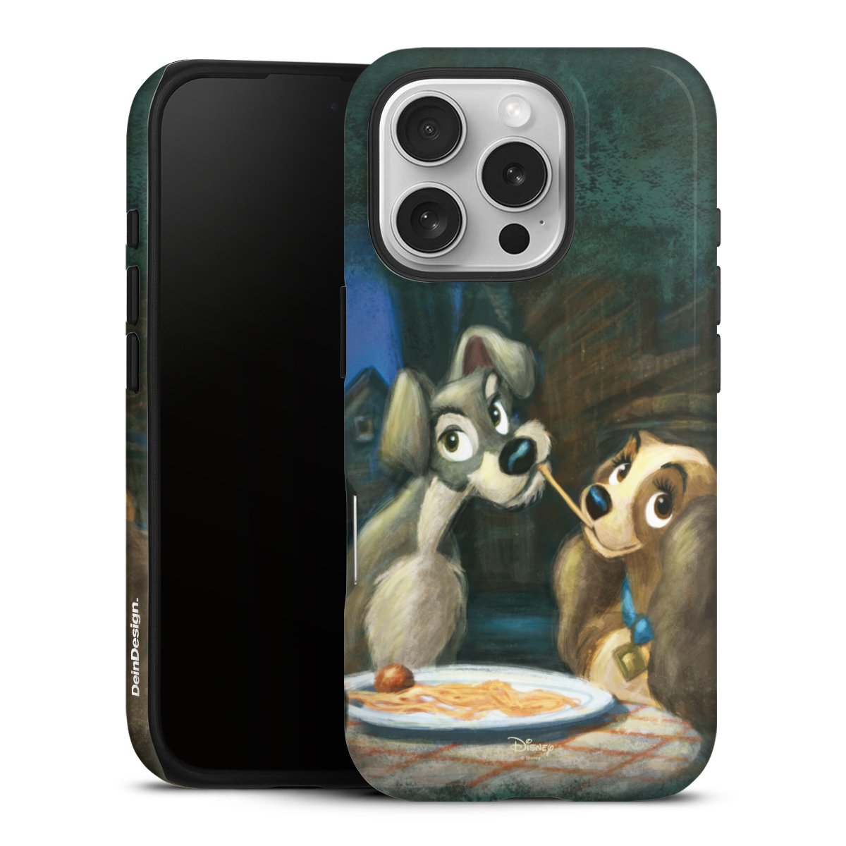 iPhone 16 Pro Handy Panzer Handyhülle robuste Outdoor Hülle Schutzhülle glänzend Lady And The Tramp Official Licensed Product Disney Tough Case