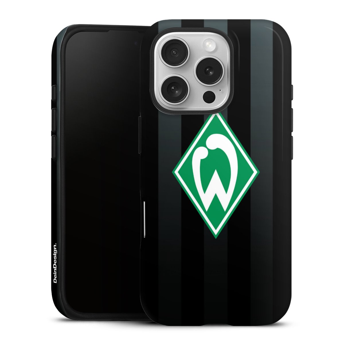 iPhone 16 Pro Handy Panzer Handyhülle robuste Outdoor Hülle Schutzhülle glänzend Stripes Sv Werder Bremen Official Licensed Product Tough Case