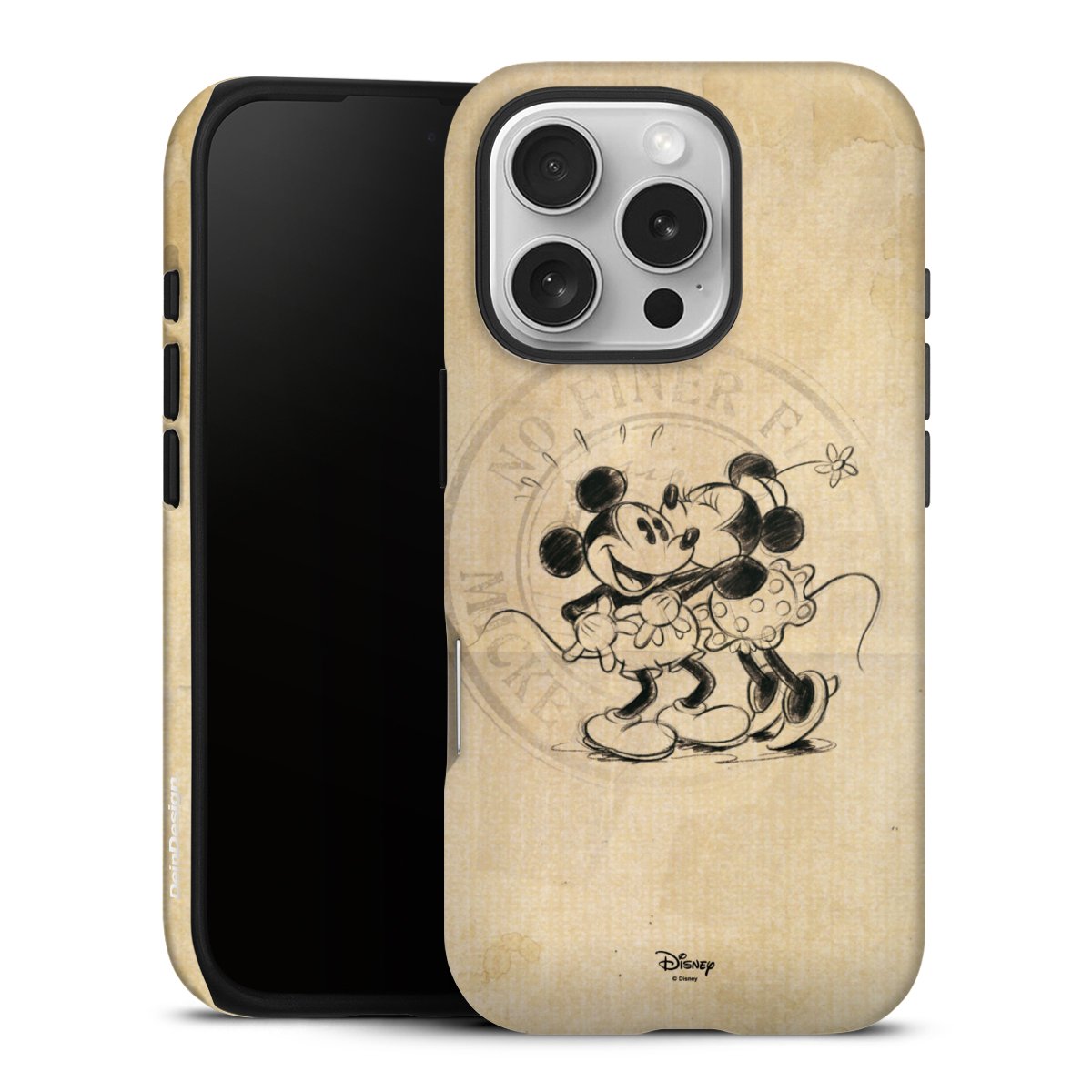 iPhone 16 Pro Handy Panzer Handyhülle robuste Outdoor Hülle Schutzhülle glänzend Mickey Mouse Vintage Minnie Mouse Tough Case