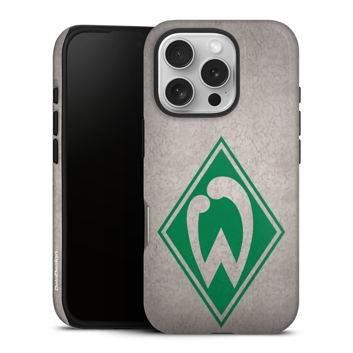 iPhone 16 Pro Handy Panzer Handyhülle robuste Outdoor Hülle Schutzhülle glänzend Sv Werder Bremen Concrete Official Licensed Product Tough Case