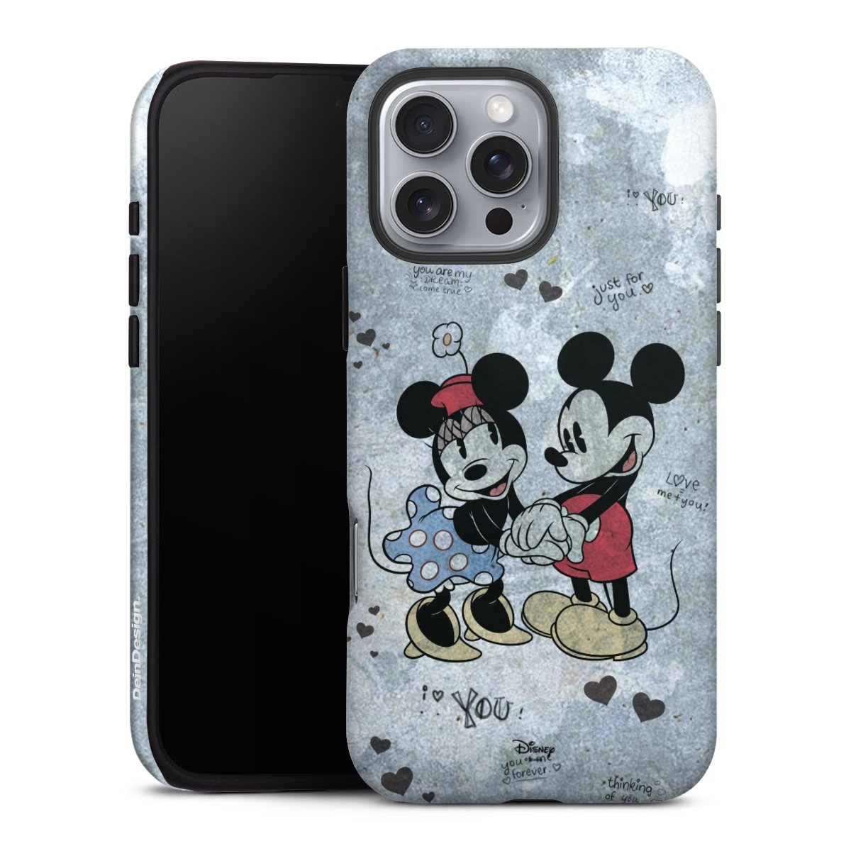 iPhone 16 Pro Max Handy Panzer Handyhülle robuste Outdoor Hülle Schutzhülle glänzend Mickey & Minnie Mouse Vintage Disney Tough Case