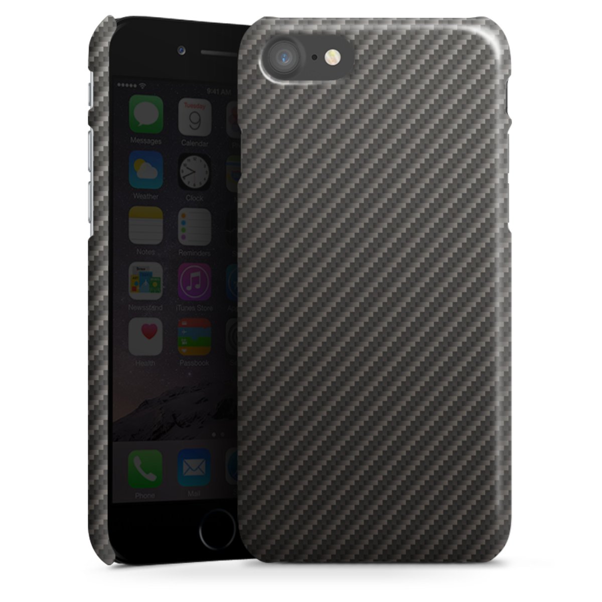 iPhone SE (2020) Handy Premium Case Smartphone Handyhülle Schutzhülle glänzend Metallic Look Carbon Muster Premium Case