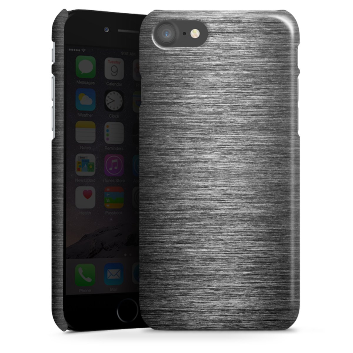 iPhone SE (2020) Handy Premium Case Smartphone Handyhülle Schutzhülle glänzend Metallic Look Anthracite Metal Premium Case