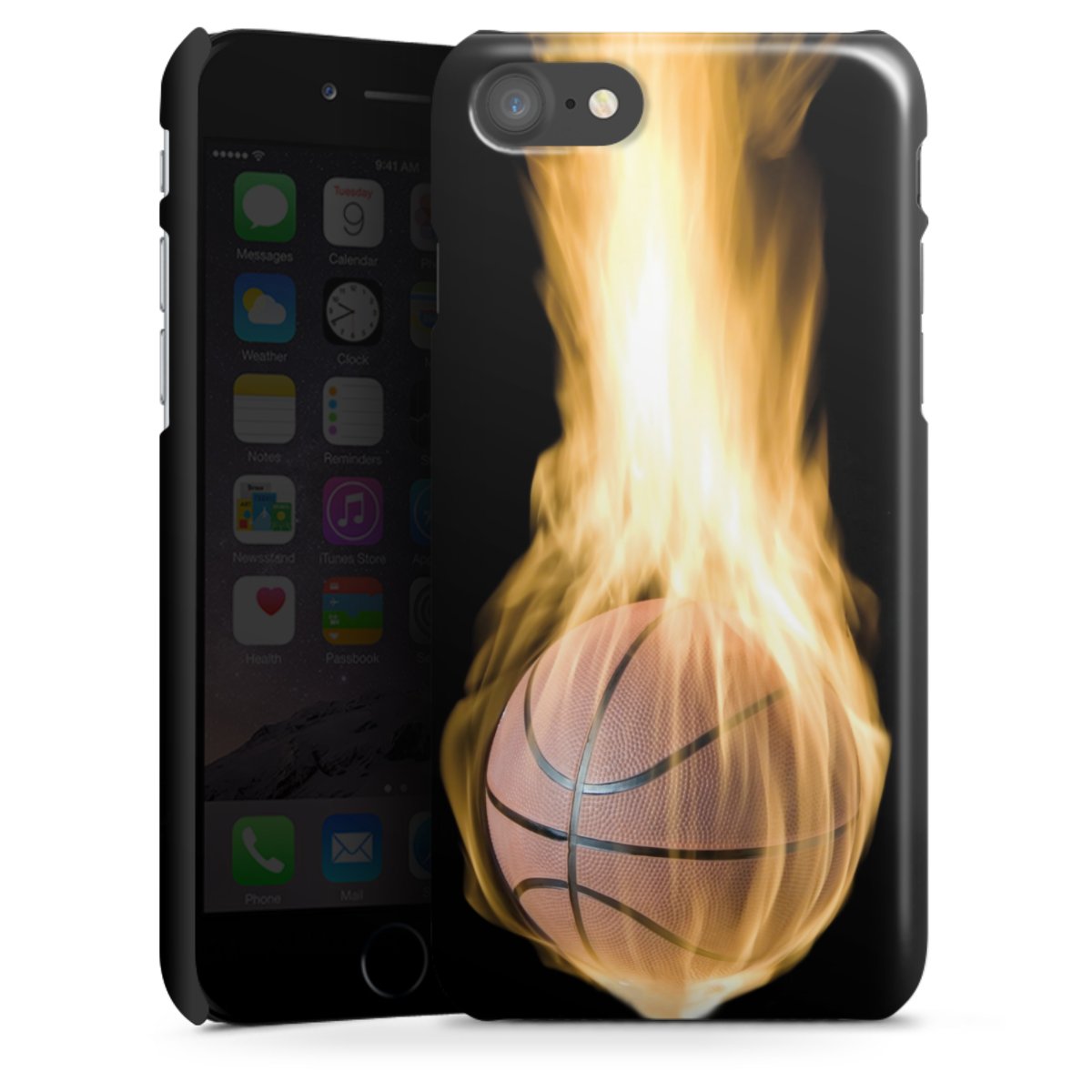 iPhone SE (2020) Handy Premium Case Smartphone Handyhülle Schutzhülle glänzend Basketball Sports Fire Premium Case