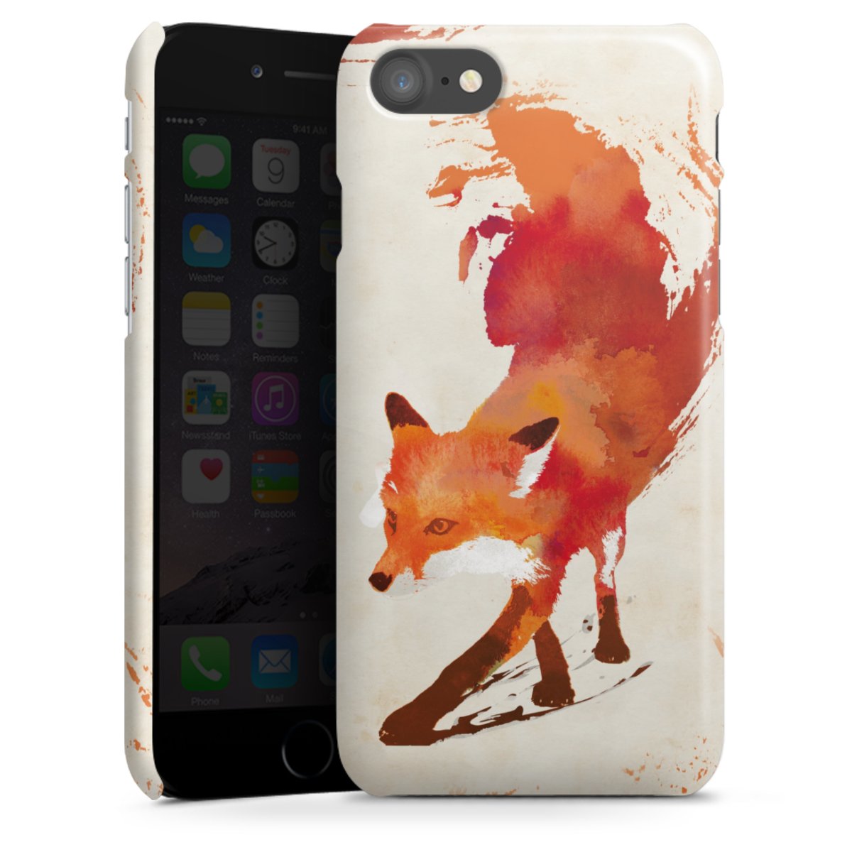 iPhone SE (2020) Handy Premium Case Smartphone Handyhülle Schutzhülle glänzend Fox Graphic Premium Case