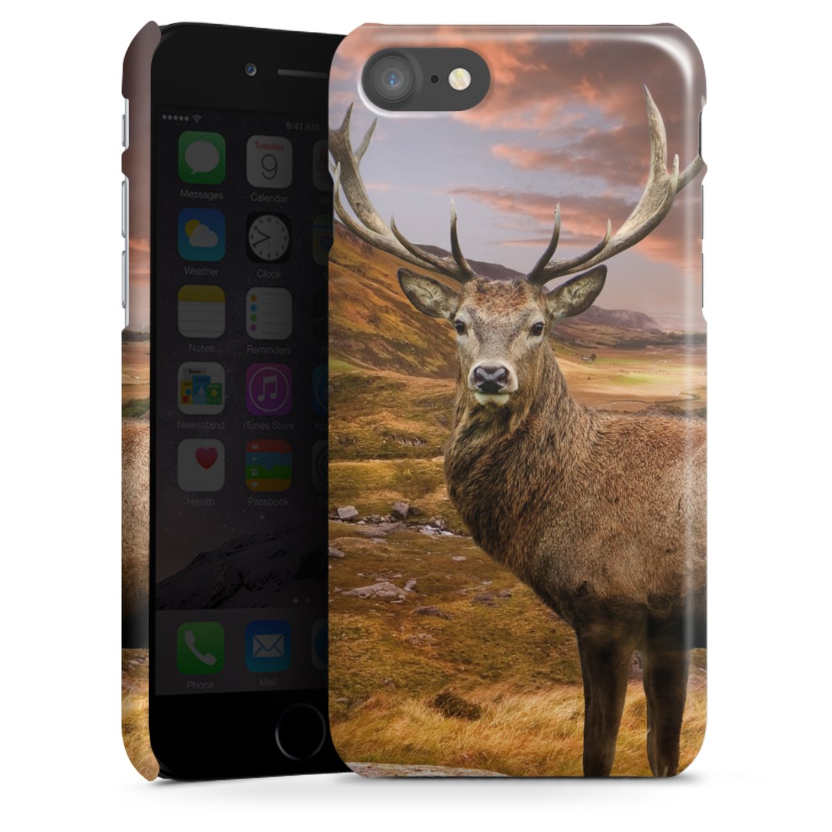 iPhone SE (2020) Handy Premium Case Smartphone Handyhülle Schutzhülle glänzend Meadow Mountain Deer Premium Case