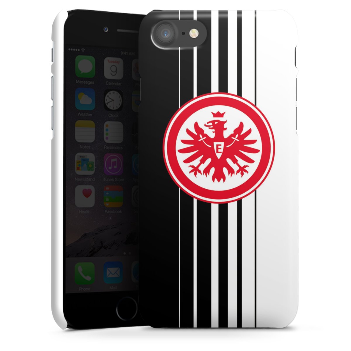 iPhone SE (2020) Handy Premium Case Smartphone Handyhülle Schutzhülle glänzend Stripes Eintracht Frankfurt Official Licensed Product Premium Case