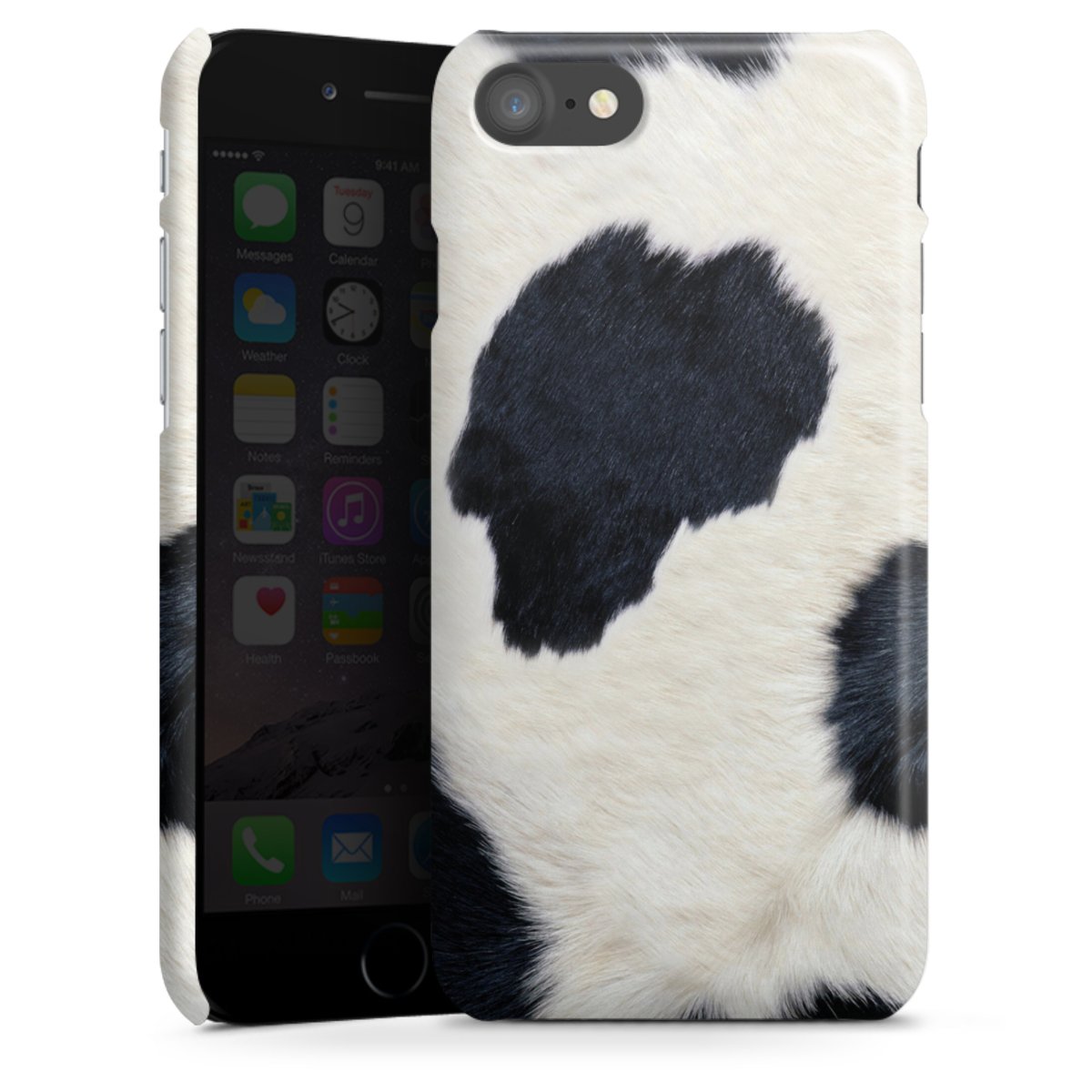 iPhone SE (2020) Handy Premium Case Smartphone Handyhülle Schutzhülle glänzend Animal Look Animal Print Cow Skin Premium Case