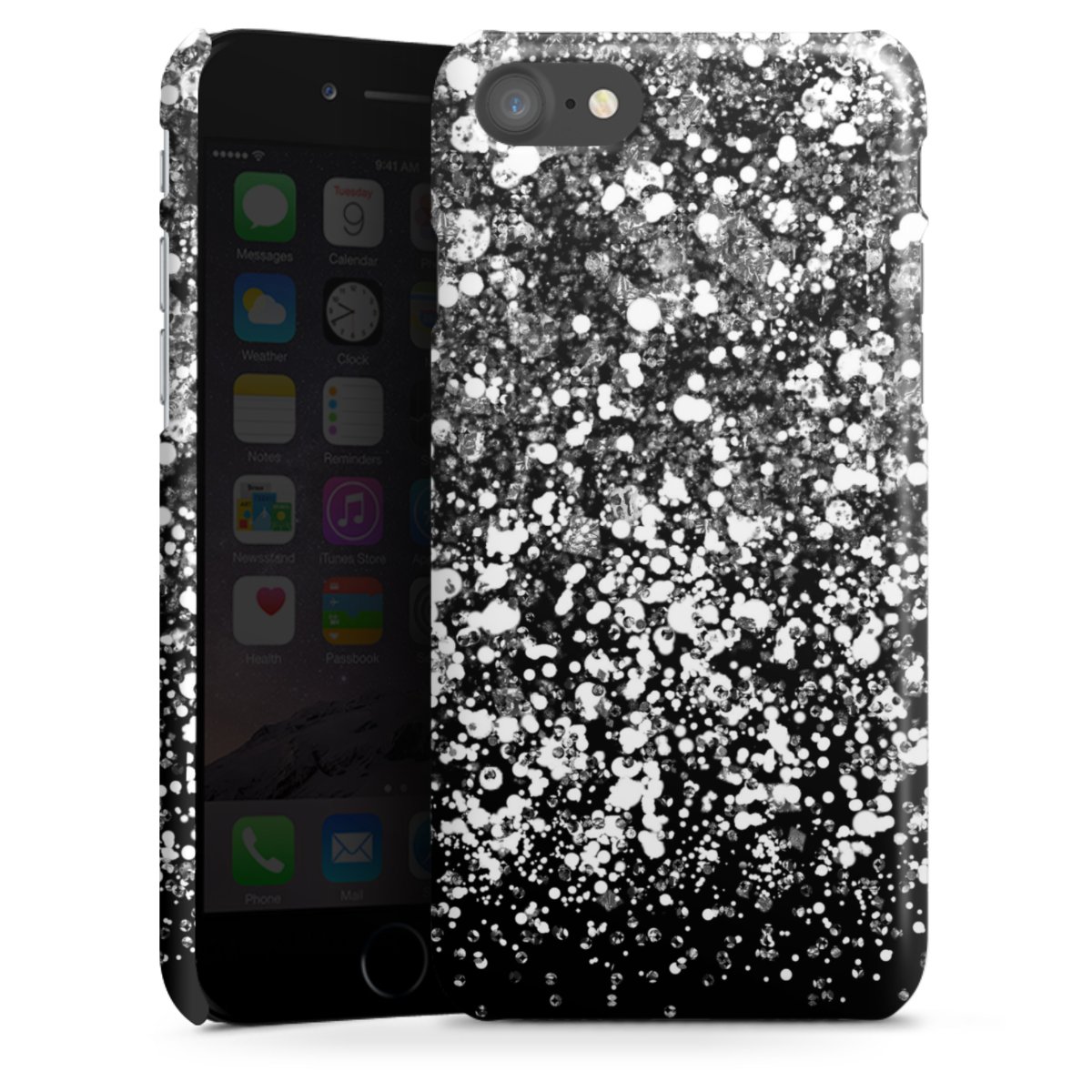 iPhone SE (2020) Handy Premium Case Smartphone Handyhülle Schutzhülle glänzend Glitzer Snowflake Muster Premium Case