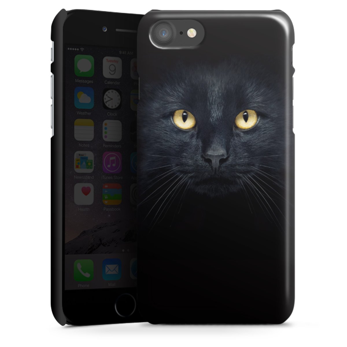 iPhone SE (2020) Handy Premium Case Smartphone Handyhülle Schutzhülle glänzend Eye Cat Black Premium Case