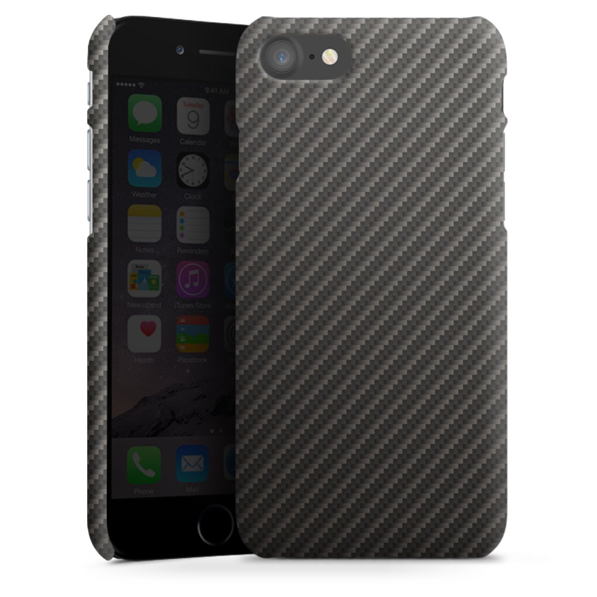 iPhone SE (2020) Handy Premium Case Smartphone Handyhülle Schutzhülle matt Metallic Look Carbon Muster Premium Case