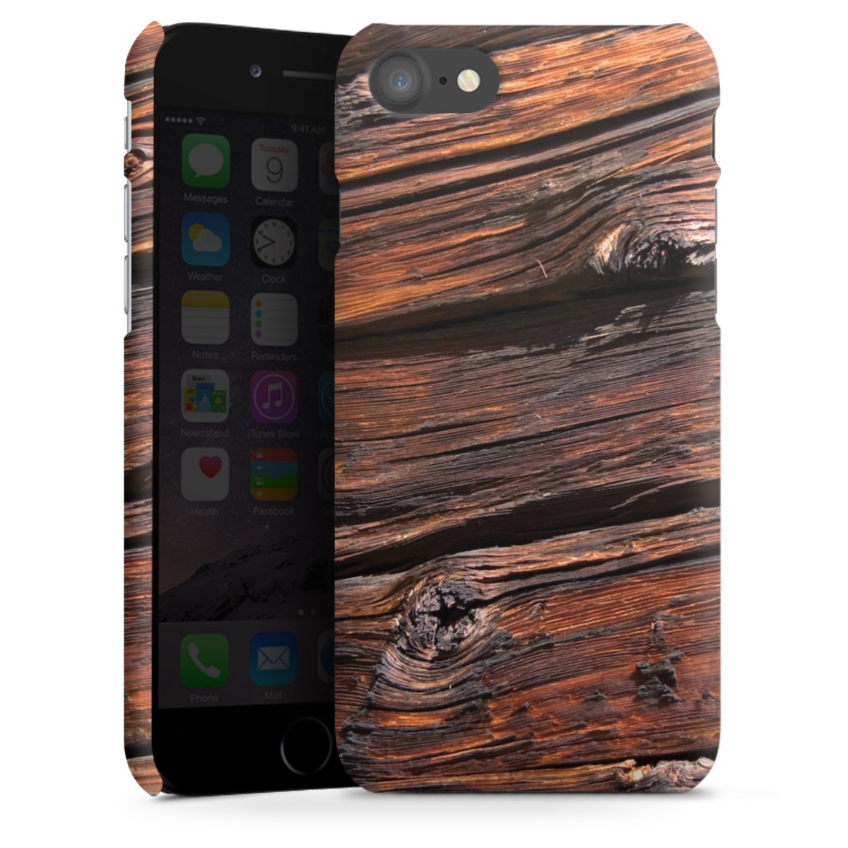 iPhone SE (2020) Handy Premium Case Smartphone Handyhülle Schutzhülle matt Beams Wooden Look Wood Premium Case