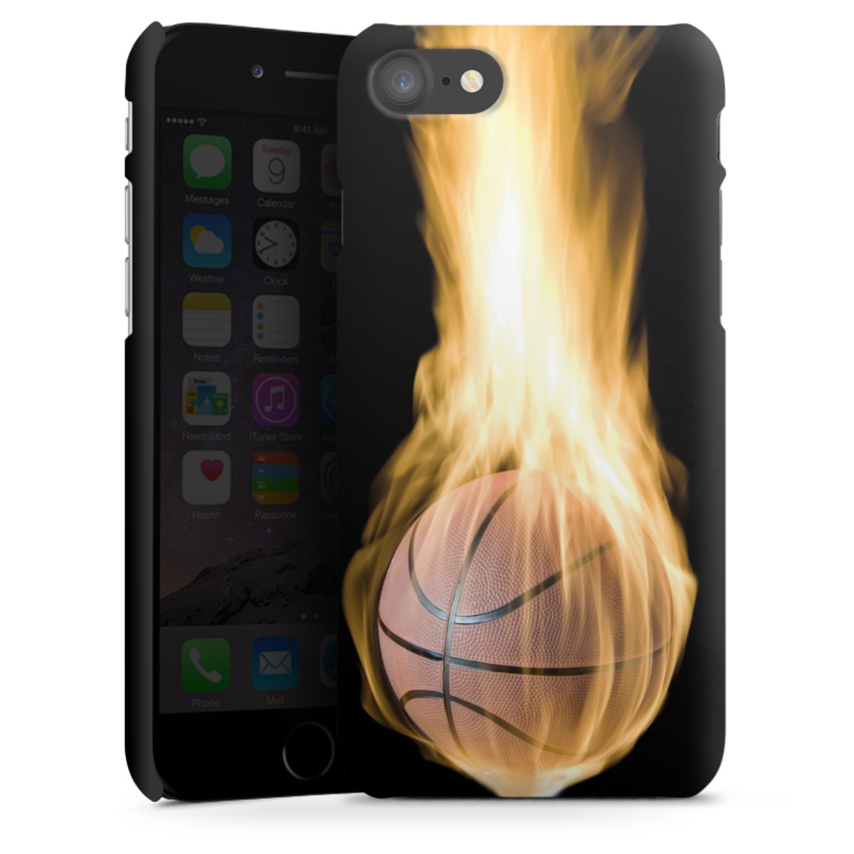 iPhone SE (2020) Handy Premium Case Smartphone Handyhülle Schutzhülle matt Basketball Sports Fire Premium Case