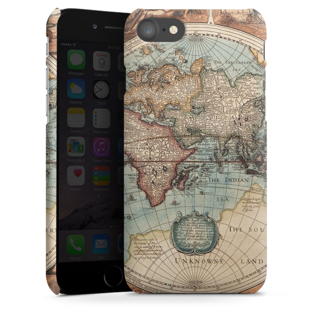 iPhone SE (2020) Handy Premium Case Smartphone Handyhülle Schutzhülle matt World Map Vintage Map Premium Case