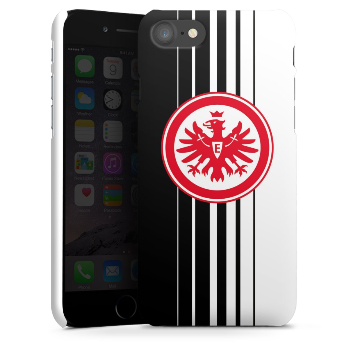 iPhone SE (2020) Handy Premium Case Smartphone Handyhülle Schutzhülle matt Stripes Eintracht Frankfurt Official Licensed Product Premium Case