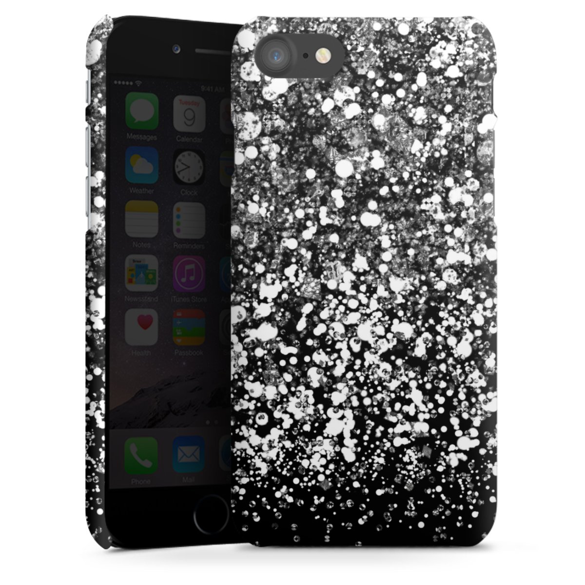 iPhone SE (2020) Handy Premium Case Smartphone Handyhülle Schutzhülle matt Glitzer Snowflake Muster Premium Case