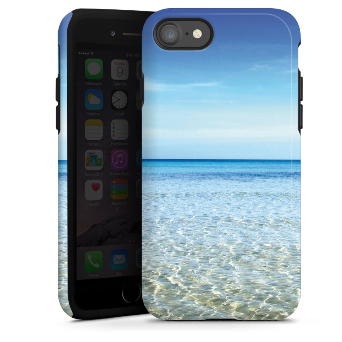 iPhone SE (2020) Handy Panzer Handyhülle robuste Outdoor Hülle Schutzhülle glänzend Urlaub Sky Ocean Tough Case