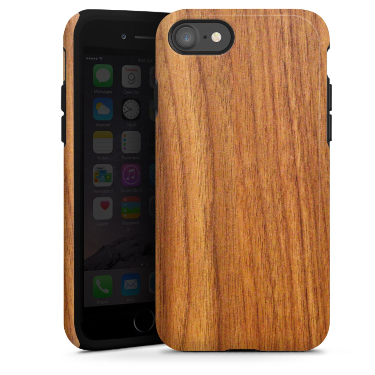 iPhone SE (2020) Handy Panzer Handyhülle robuste Outdoor Hülle Schutzhülle glänzend Wood Larch Wooden Look Tough Case