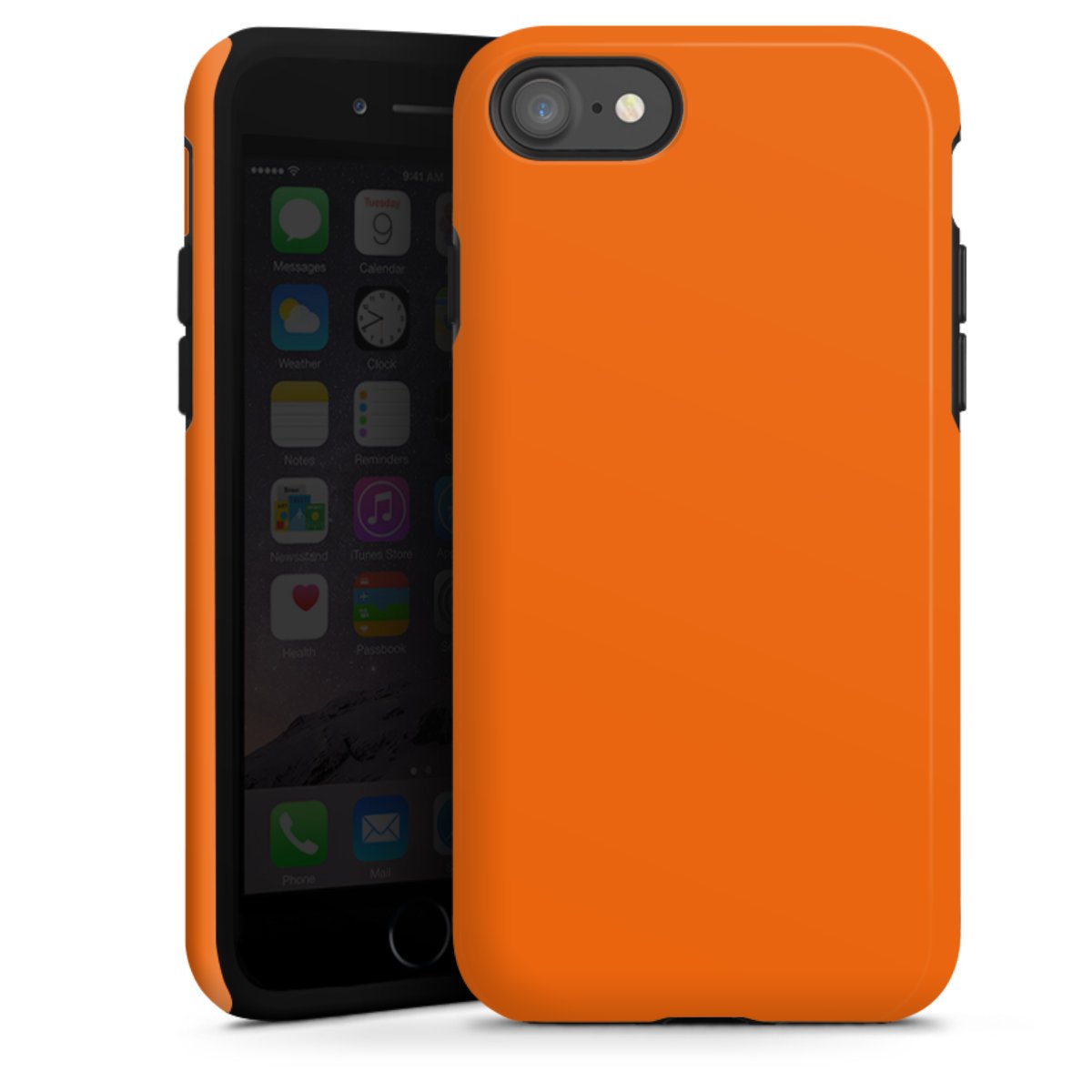 iPhone SE (2020) Handy Panzer Handyhülle robuste Outdoor Hülle Schutzhülle glänzend Orange Colour Unicoloured Tough Case