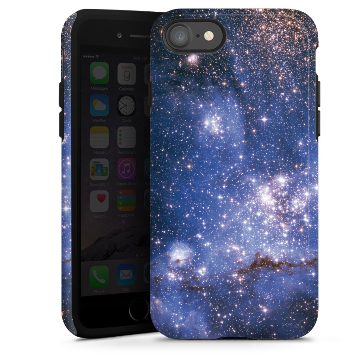 iPhone SE (2020) Handy Panzer Handyhülle robuste Outdoor Hülle Schutzhülle glänzend Weltall Galaxy Weltraum Tough Case