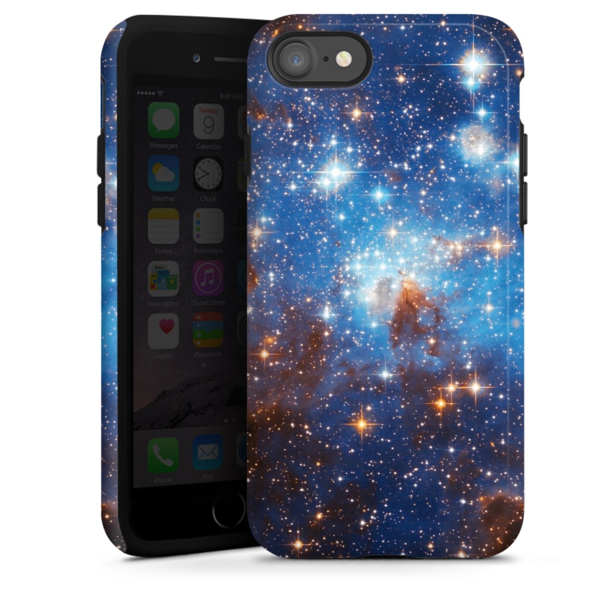 iPhone SE (2020) Handy Panzer Handyhülle robuste Outdoor Hülle Schutzhülle glänzend Star Weltall Galaxy Tough Case