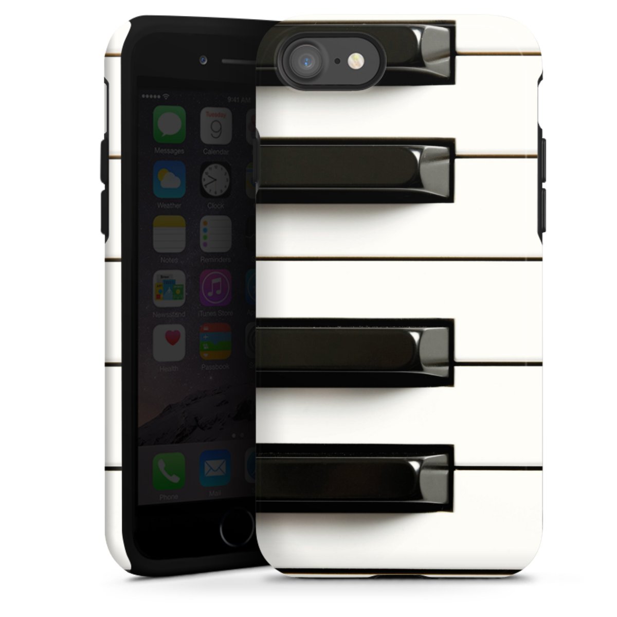 iPhone SE (2020) Handy Panzer Handyhülle robuste Outdoor Hülle Schutzhülle glänzend Klavier Piano Music Tough Case