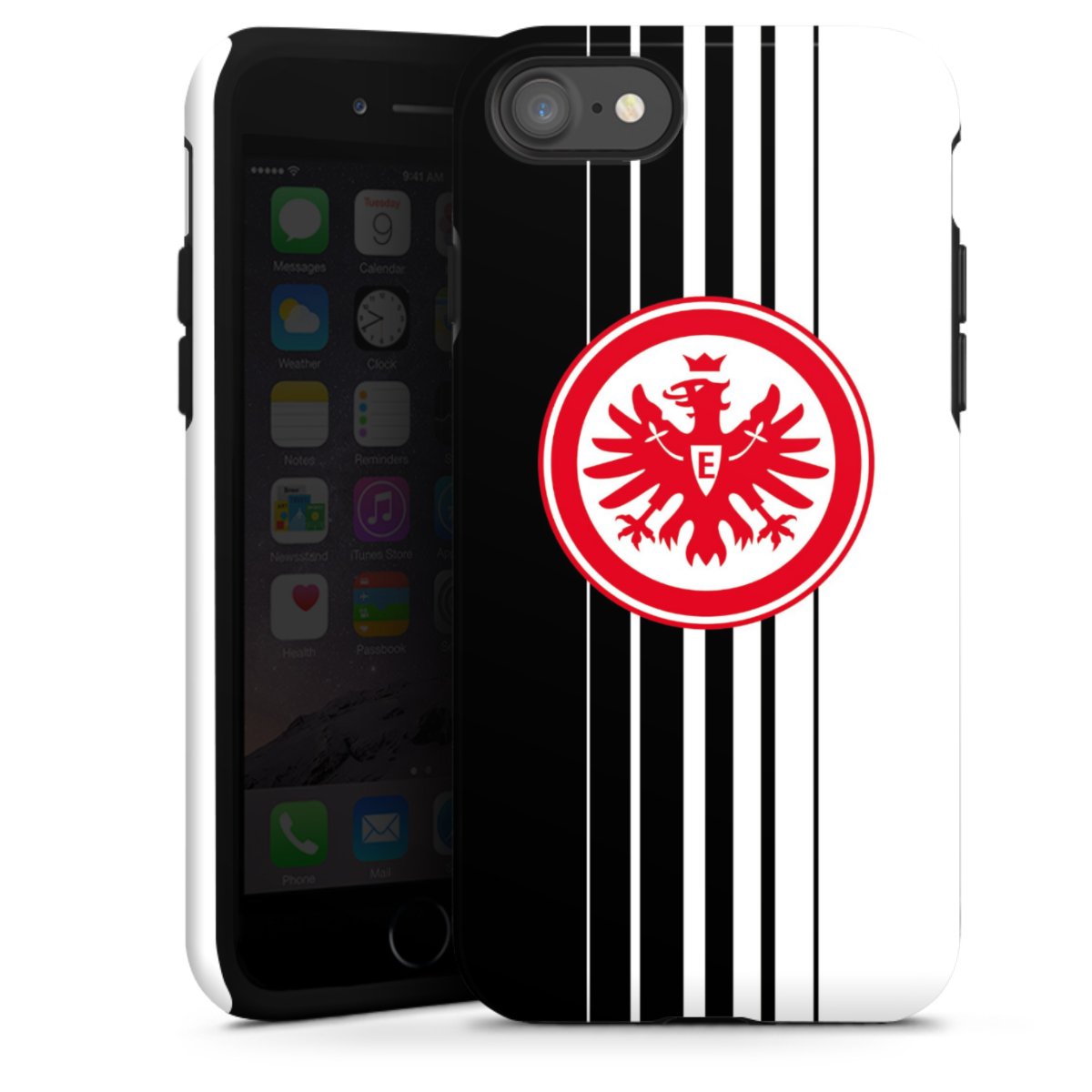 iPhone SE (2020) Handy Panzer Handyhülle robuste Outdoor Hülle Schutzhülle glänzend Stripes Eintracht Frankfurt Official Licensed Product Tough Case