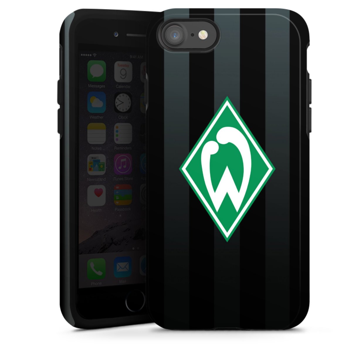 iPhone SE (2020) Handy Panzer Handyhülle robuste Outdoor Hülle Schutzhülle glänzend Stripes Sv Werder Bremen Official Licensed Product Tough Case