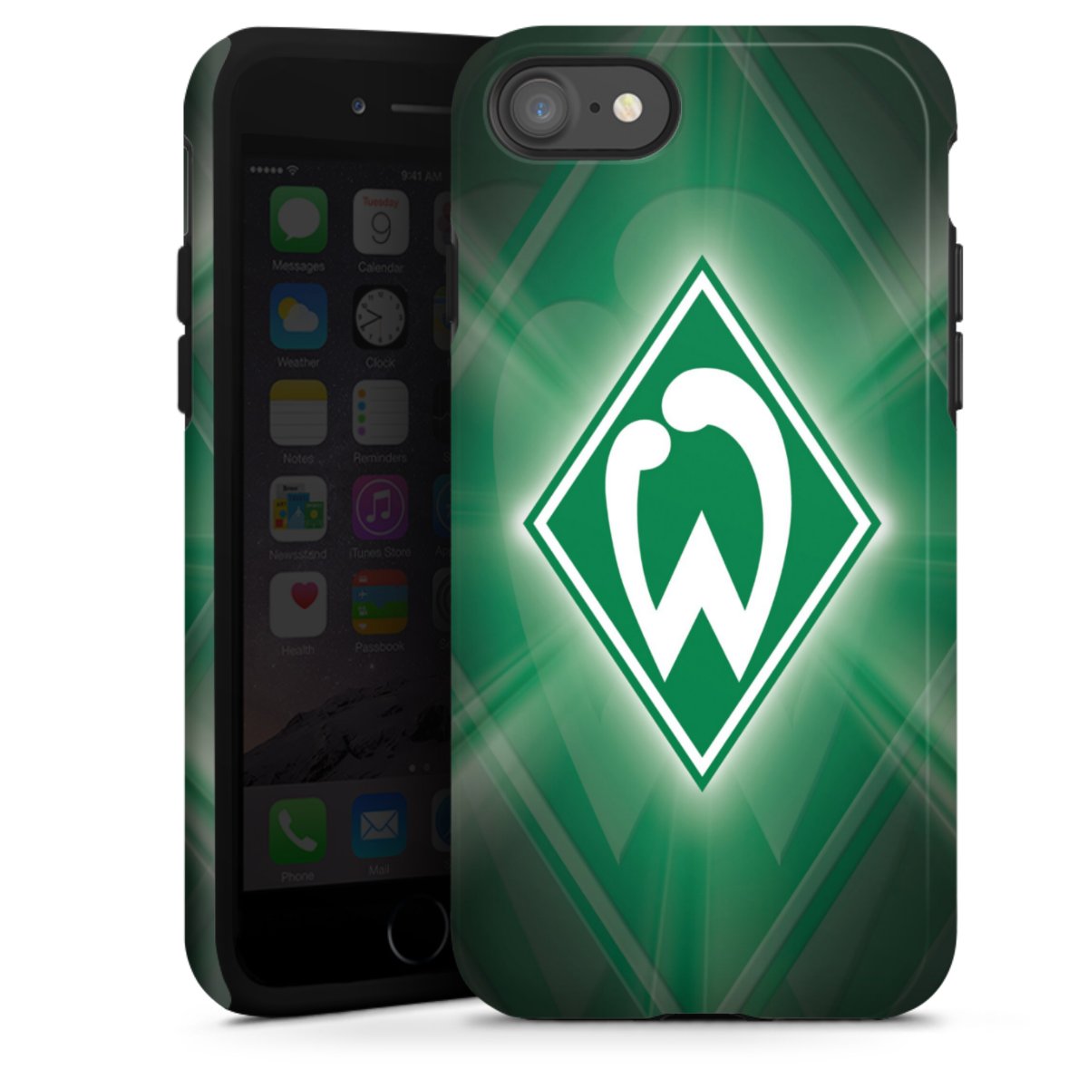 iPhone SE (2022) Handy Panzer Handyhülle robuste Outdoor Hülle Schutzhülle glänzend Sv Werder Bremen Official Licensed Product Coat Of Arms Tough Case