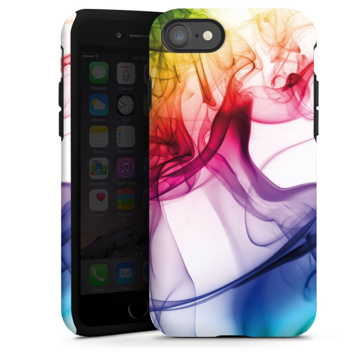 iPhone SE (2020) Handy Panzer Handyhülle robuste Outdoor Hülle Schutzhülle matt Water Colour Rainbow Tough Case