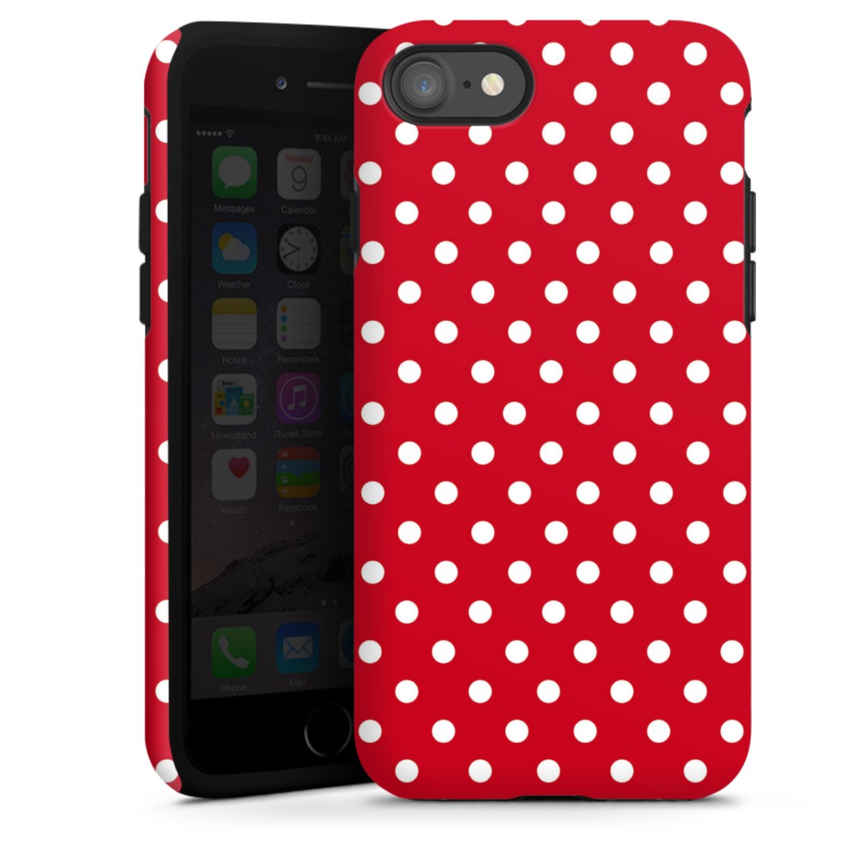 iPhone SE (2020) Handy Panzer Handyhülle robuste Outdoor Hülle Schutzhülle matt Points Polka Dots Retro Tough Case