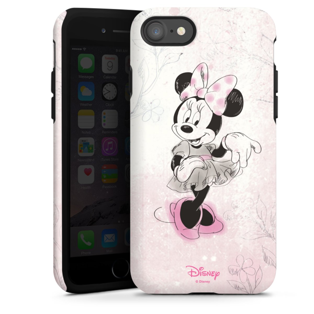 iPhone SE (2020) Handy Panzer Handyhülle robuste Outdoor Hülle Schutzhülle matt Disney Minnie Mouse Vintage Tough Case