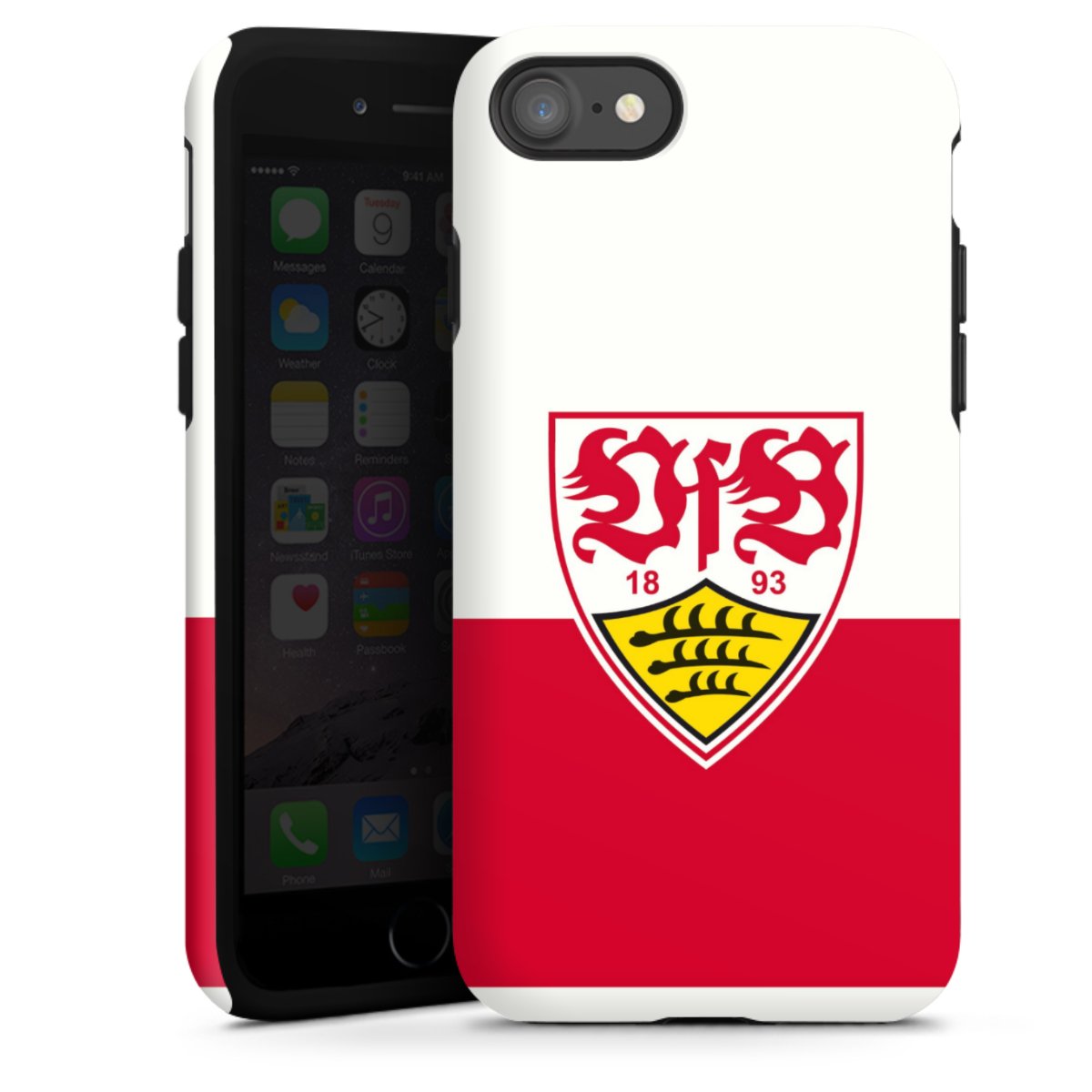 iPhone SE (2020) Handy Panzer Handyhülle robuste Outdoor Hülle Schutzhülle matt Official Licensed Product Logo Vfb Stuttgart Tough Case