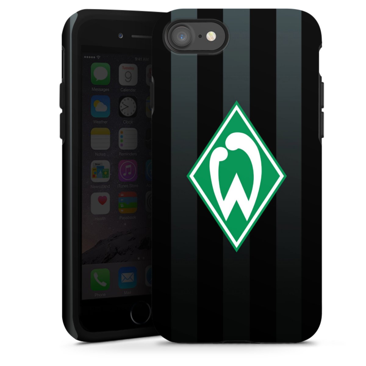 iPhone SE (2020) Handy Panzer Handyhülle robuste Outdoor Hülle Schutzhülle matt Stripes Sv Werder Bremen Official Licensed Product Tough Case